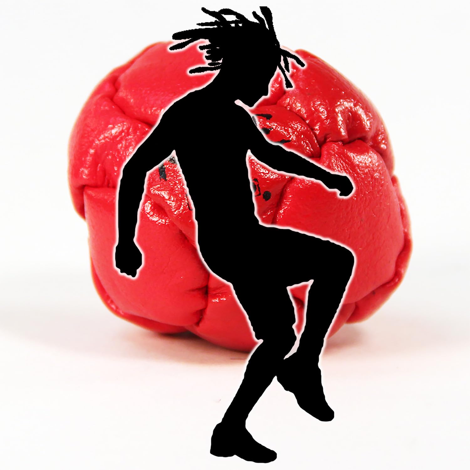 Zeekio Red Rage Footbag - Genuine Leather 14-Panel Hacky Sack with Pellet Filling - Hand Stitched for Durability - Perfect for Outdoor Games, Gym Class & Skill Training