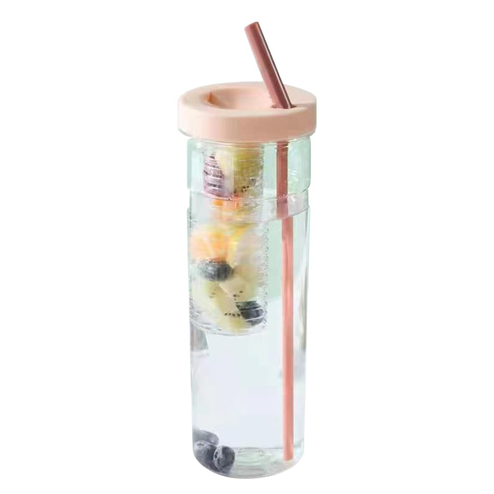700ML Fruit Infuser Water Bottle with Detachable Straw - Large Capacity Clear Sports Bottle for Gym, Hiking & Outdoor Activities | Perfect for Hydration, Detox & Weight Loss