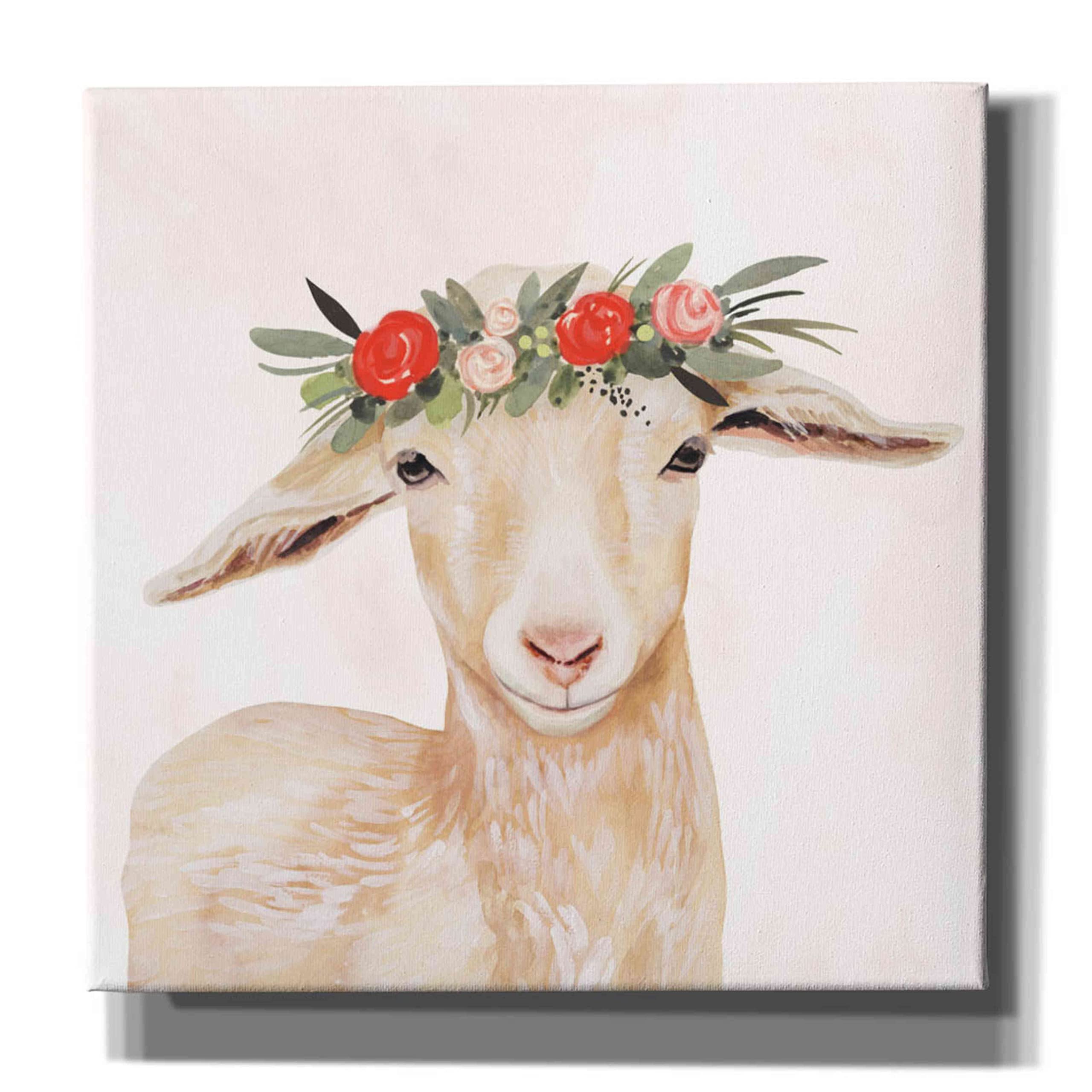 Epic Graffiti 'Garden Goat I' by Victoria Borges - 37x37 Inch Modern Canvas Wall Art for Living Room, Bedroom & Office Decor