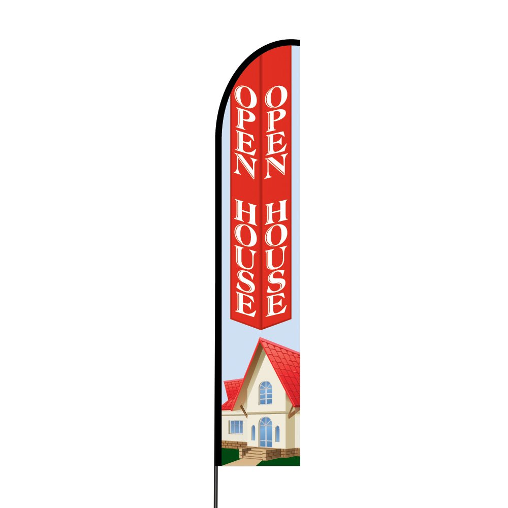 15' Foot Real Estate Open House Sign Banner with Pole Kit - Durable Evo Outdoor Flex Banner for Property Listings & Home Showings