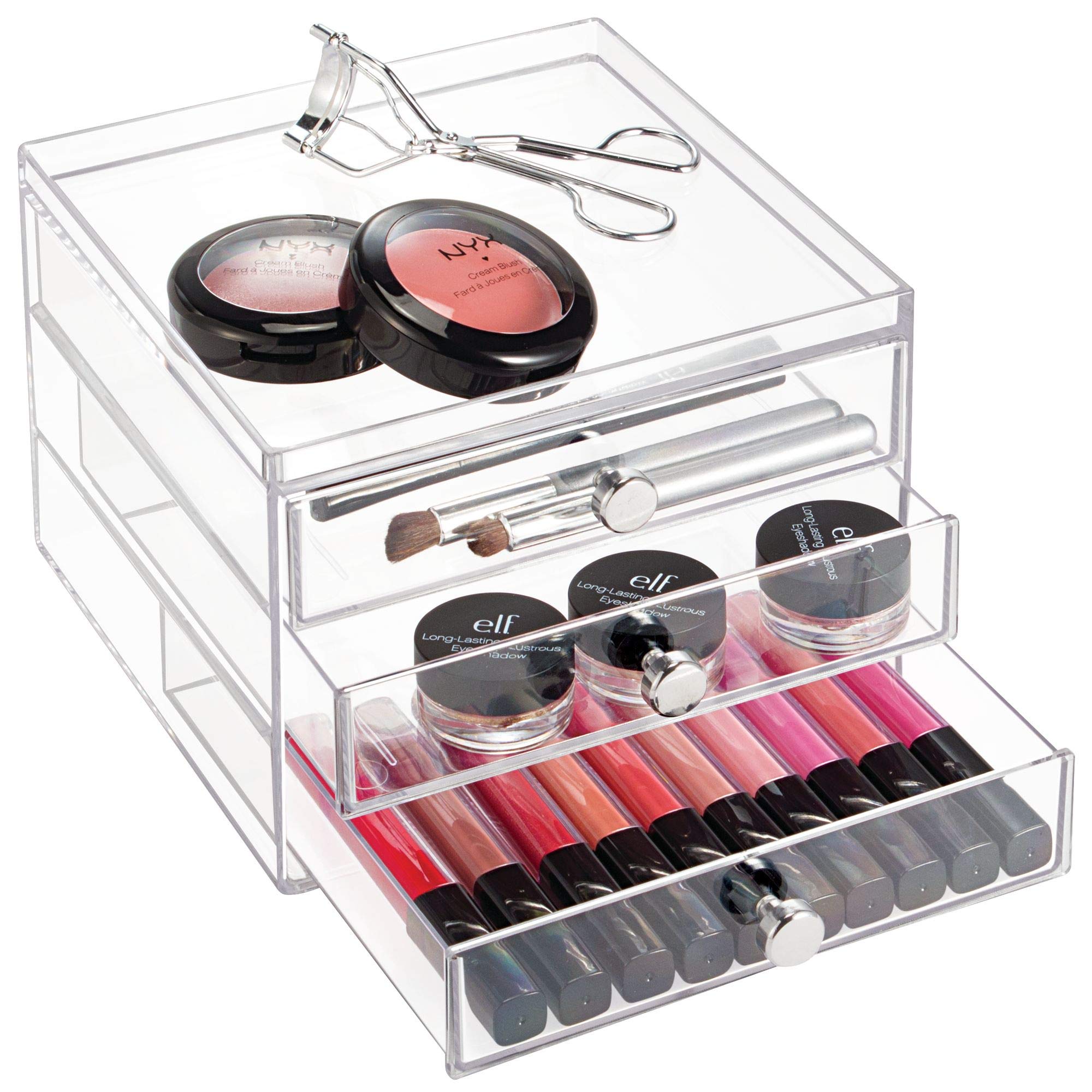 iDesign 3-Tier Plastic Vanity Organizer - Slim Cosmetic Storage Drawers for Makeup, Hair Care & Dental Supplies - Compact Bathroom, Dorm & Desk Organizer (6.5