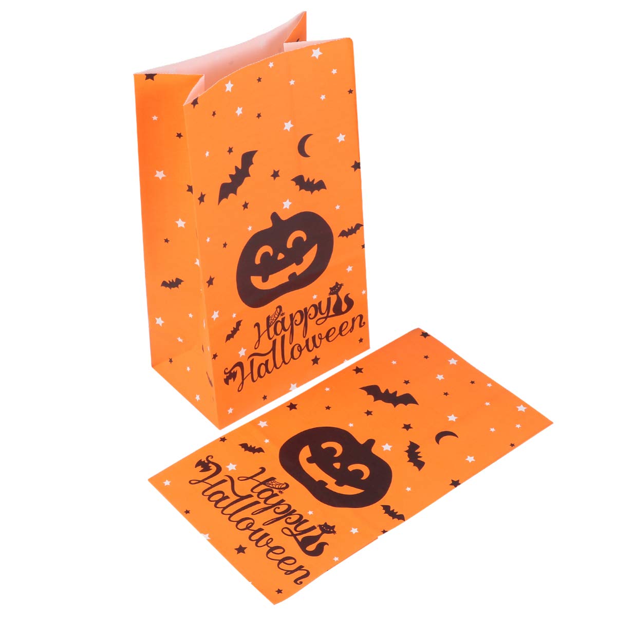Halloween Cookie Bags 50pcs - Pumpkin Pattern Treat Bags for Candy, Biscuit & Chocolate - Party Favors