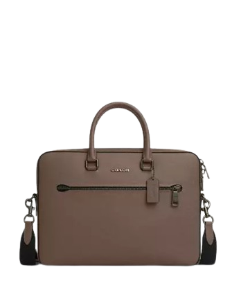 Coach Ethan Slim Briefcase for Men - Premium Leather Business Laptop Bag with Shoulder Strap - Perfect for Office, Work, Travel & Business Meetings