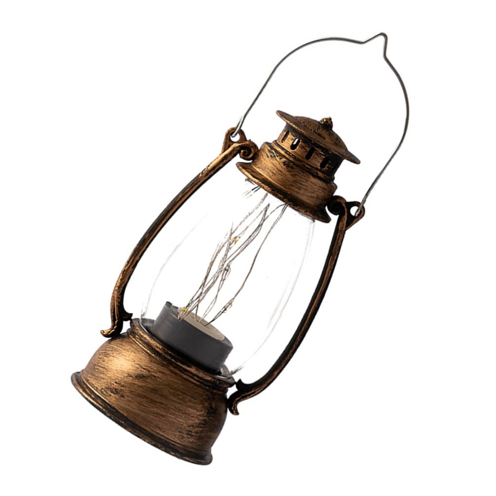 OSALADI Vintage LED Kerosene Lantern - Battery Operated Flameless Candle Light with Flickering Flame Effect, Bronze Hanging Camp Light for Outdoor Camping, Tent Decor, Indoor Home, Garden & Patio Lighting (1 Pack)