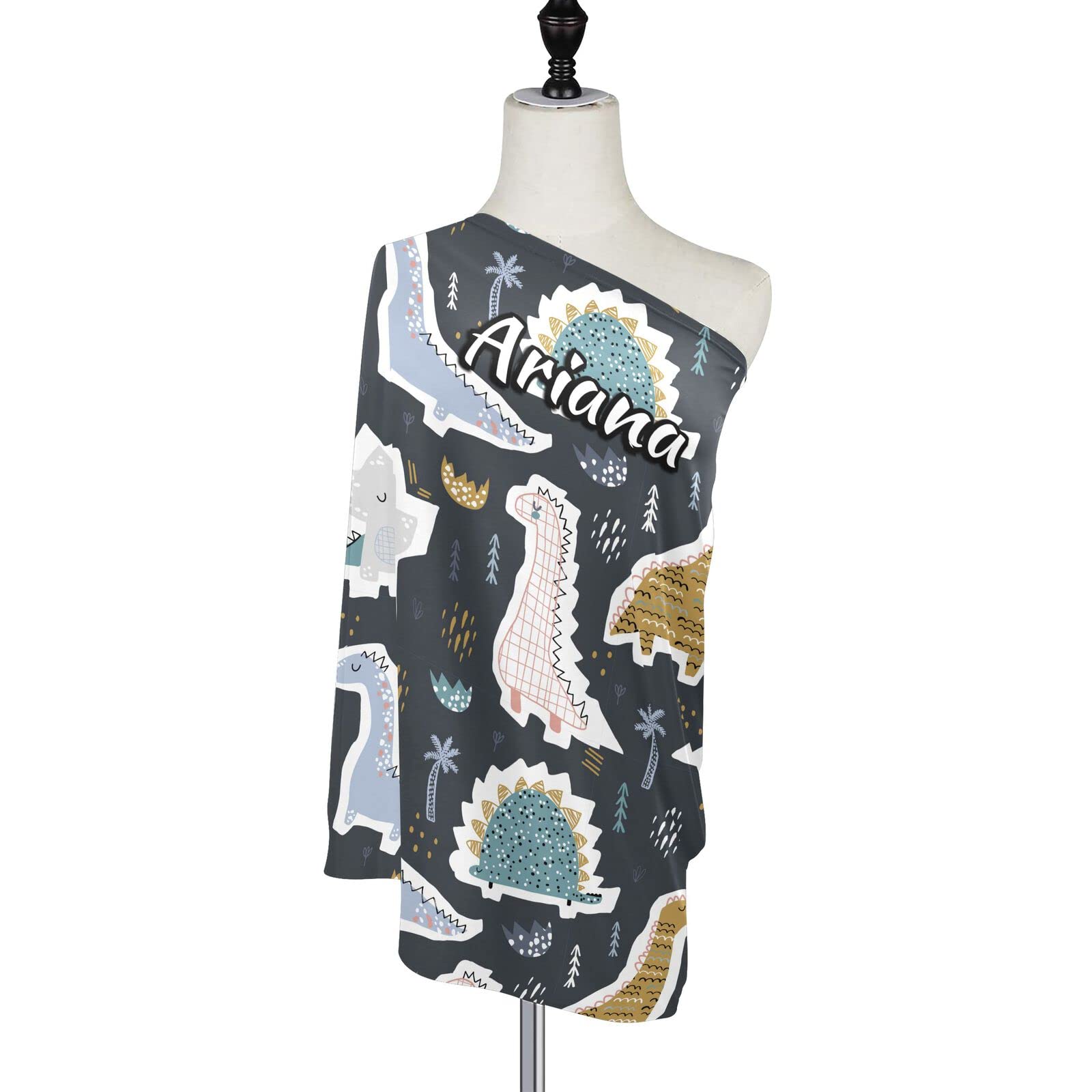 **Personalized Dinosaur Stretchy Baby Car Seat Canopy - Custom Infant Stroller Cover & Nursing Cover - Perfect for Baby Shower Gifts, Travel, and Outdoor Use**
