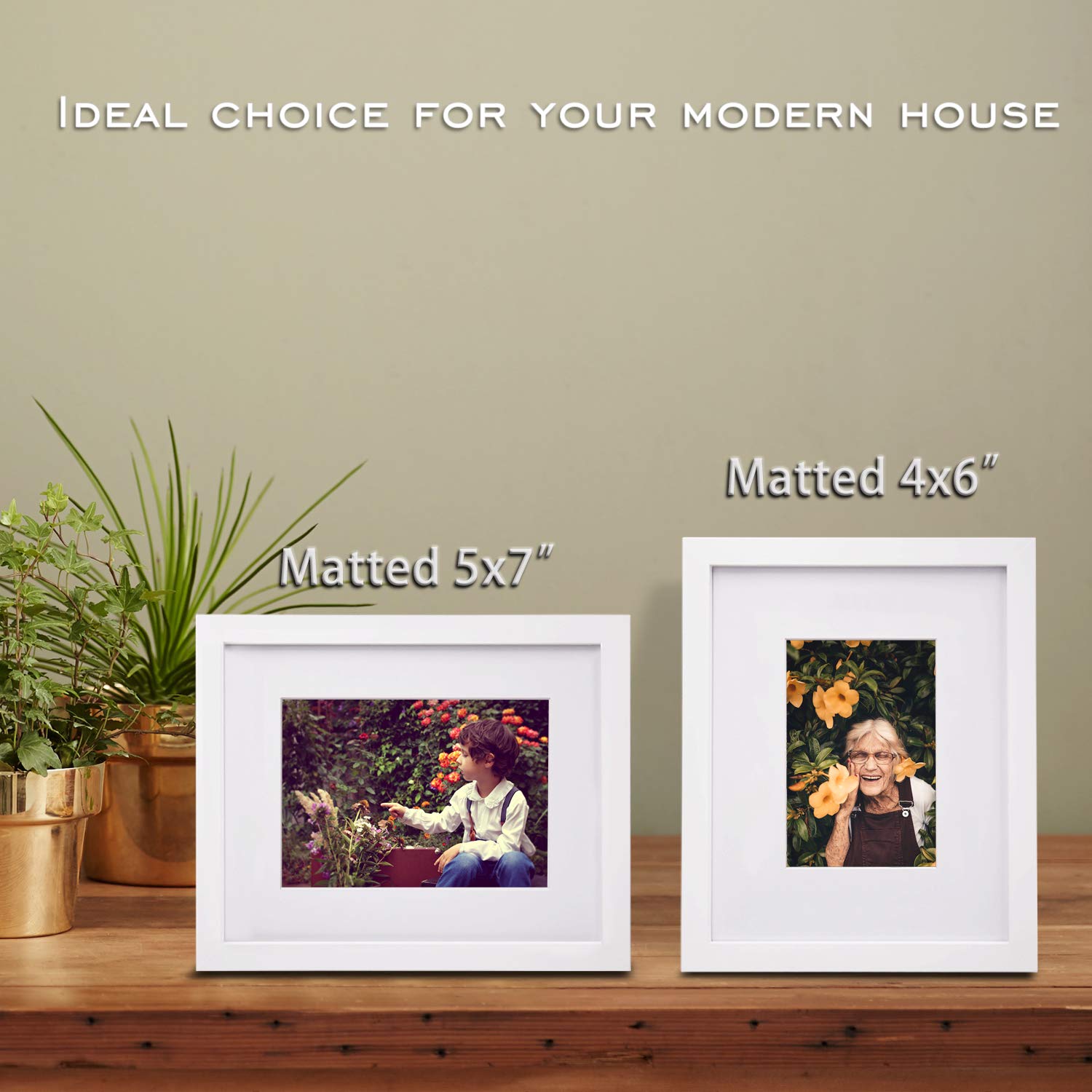 EGOFINE 10x8 Photo Frames Set of 4 - Solid Wood Picture Frames with Acrylic Glass, Mat Opening for 6x4 & 7x5 Photos (20x25cm), White - Perfect for Tabletop Display, Wall Decor, and Printed Poster Frames for Home & Office