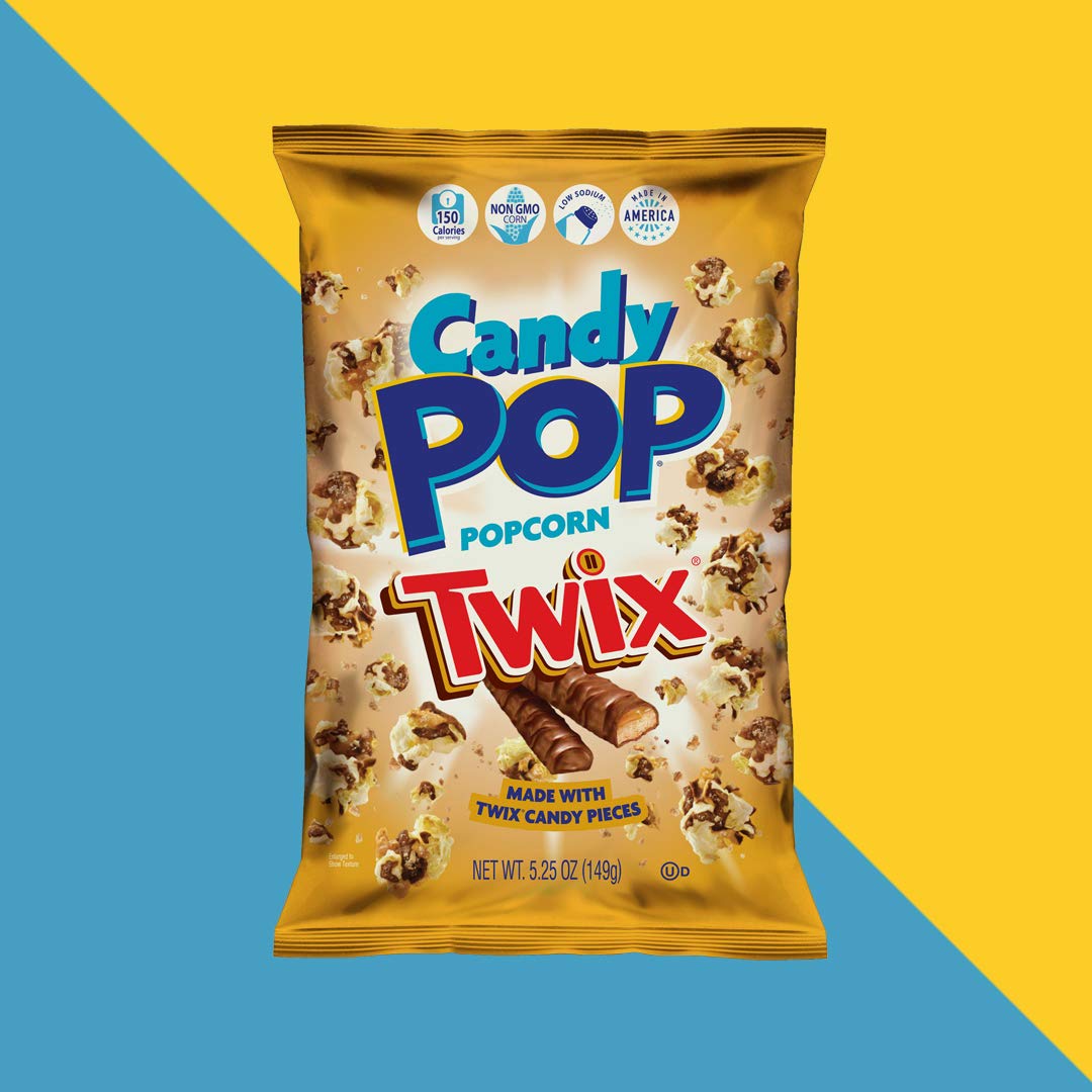 Twix Candy Coated Popcorn - 5.25oz Bags (Pack of 12) | Made with Real Twix Candy Pieces | Sweet & Crunchy Snack for Movie Nights, Parties & Office Treats