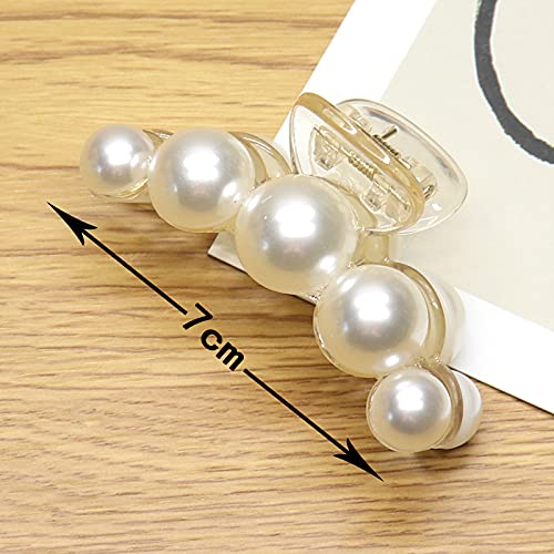 HOMEMATES 2 Pack Large Pearl Hair Claw Clips for Thick Long Hair - Strong Hold Jaw Clips Barrettes Hair Accessories for Women & Girls - Perfect for Updos, Ponytails & Everyday Styling