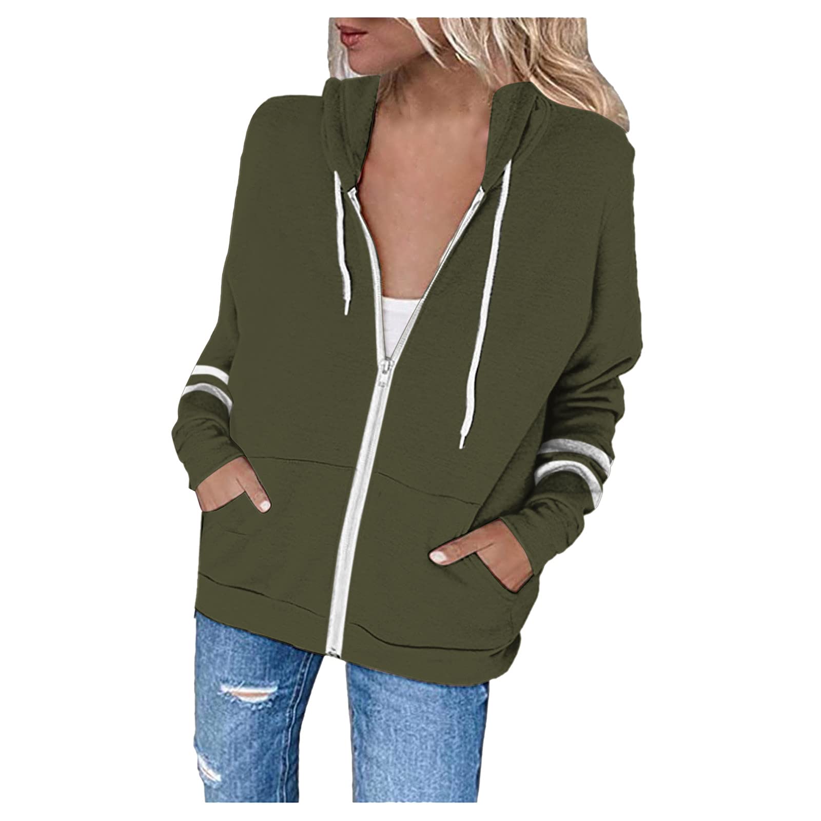 Women's Casual Solid Color Spliced Hooded Jacket with Pockets - Stylish Draped Coat for Everyday Wear, Outdoor Activities & Fall Fashion