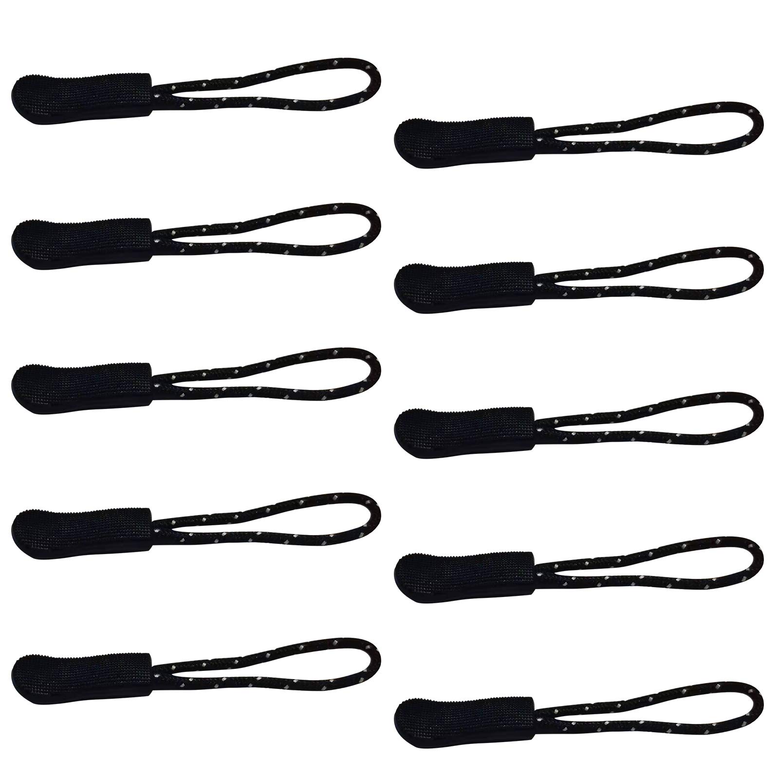 10PCS Premium Durable Nylon Zipper Pulls - Black Zipper Tag Replacement for Suitcase, Backpack, Jacket, Luggage & Handbags | Fix Broken Zippers Easily | Perfect for Travel, Outdoor Gear & Daily Use