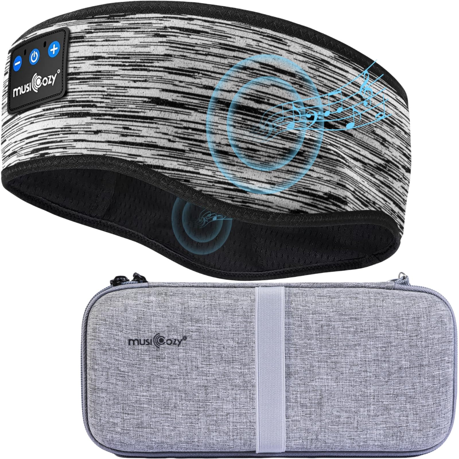 Musicozy Bluetooth Sleep Headband with Hard Storage Case - Wireless Headphones for Sleeping, HD Stereo Sound, Comfortable for Sports, Travel & Relaxation - Perfect for Yoga, Meditation & Nighttime Use
