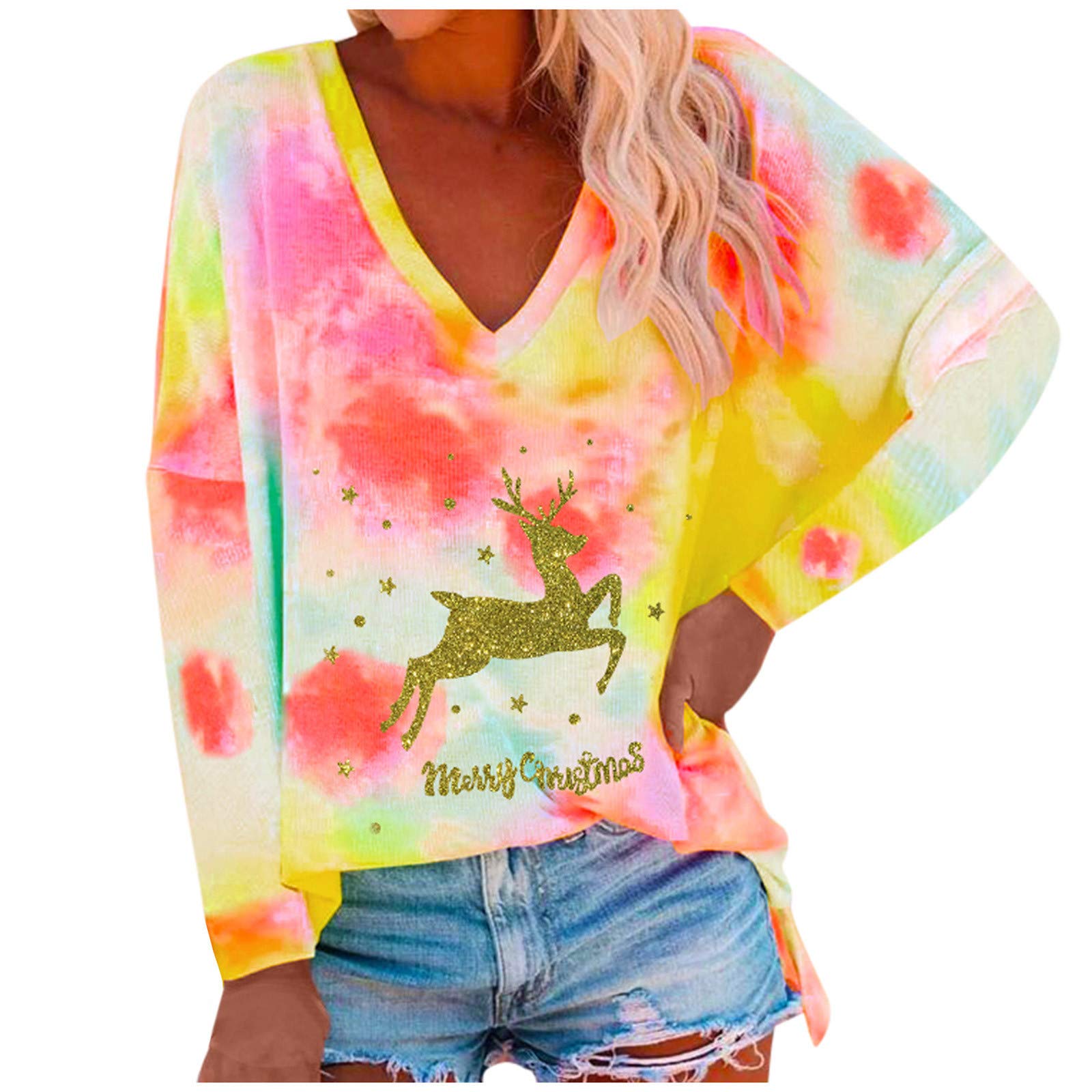 Women's Loose Fit Cotton V-Neck Short Sleeve T-Shirts - Summer Casual Tops for Everyday Wear, Outings & Travel