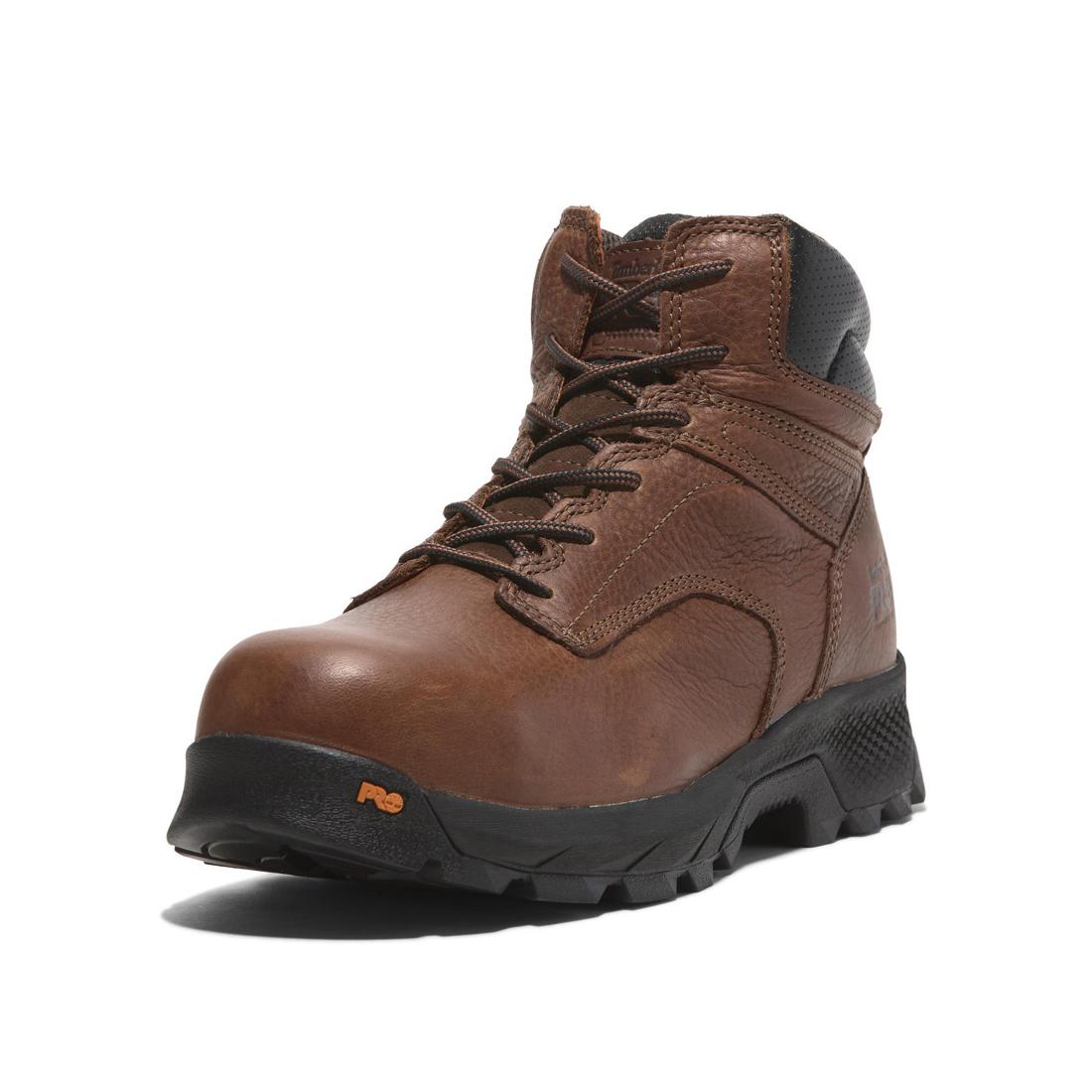 Titan EV 6 Inch Composite Toe SD10 Work Boots for Men - Brown Coffee Safety Shoes - Waterproof & Slip-Resistant for Construction, Warehouse & Outdoor Work