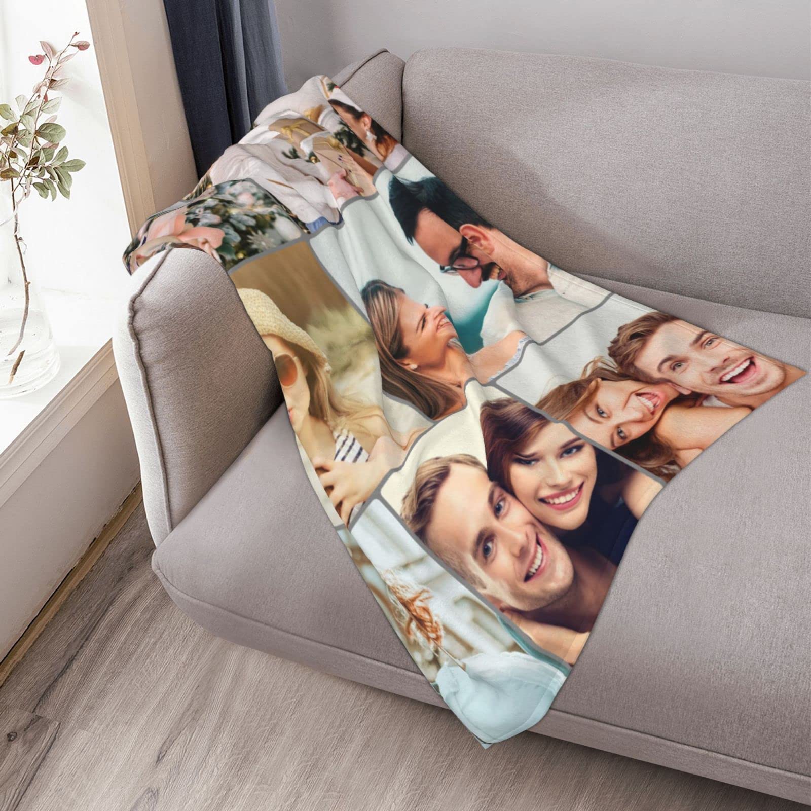Custom Photo Blanket - Personalized Picture Collage Fleece Throw with Your Text for Adults, Kids & Family | Pet Blankets for Dogs & Cats | Perfect Birthday, Christmas, Halloween Gift (50