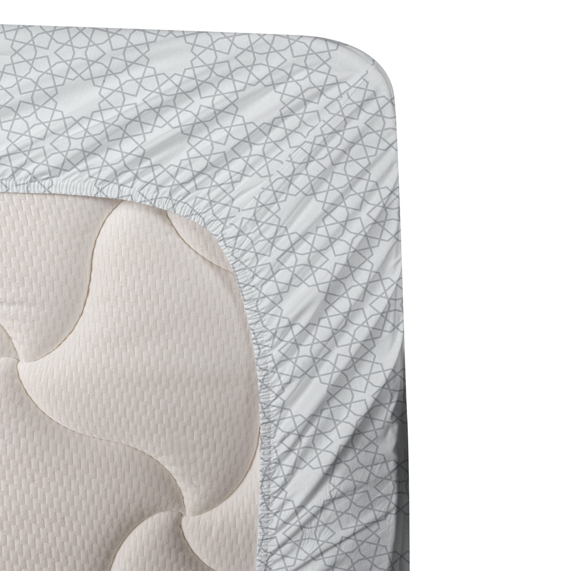 Ambesonne Abstract Floral Geometric Print 4-Piece King Sheet Set | Pale Purple Blue Coconut | Soft Bedding for Home, Hotel & Guest Room Decor