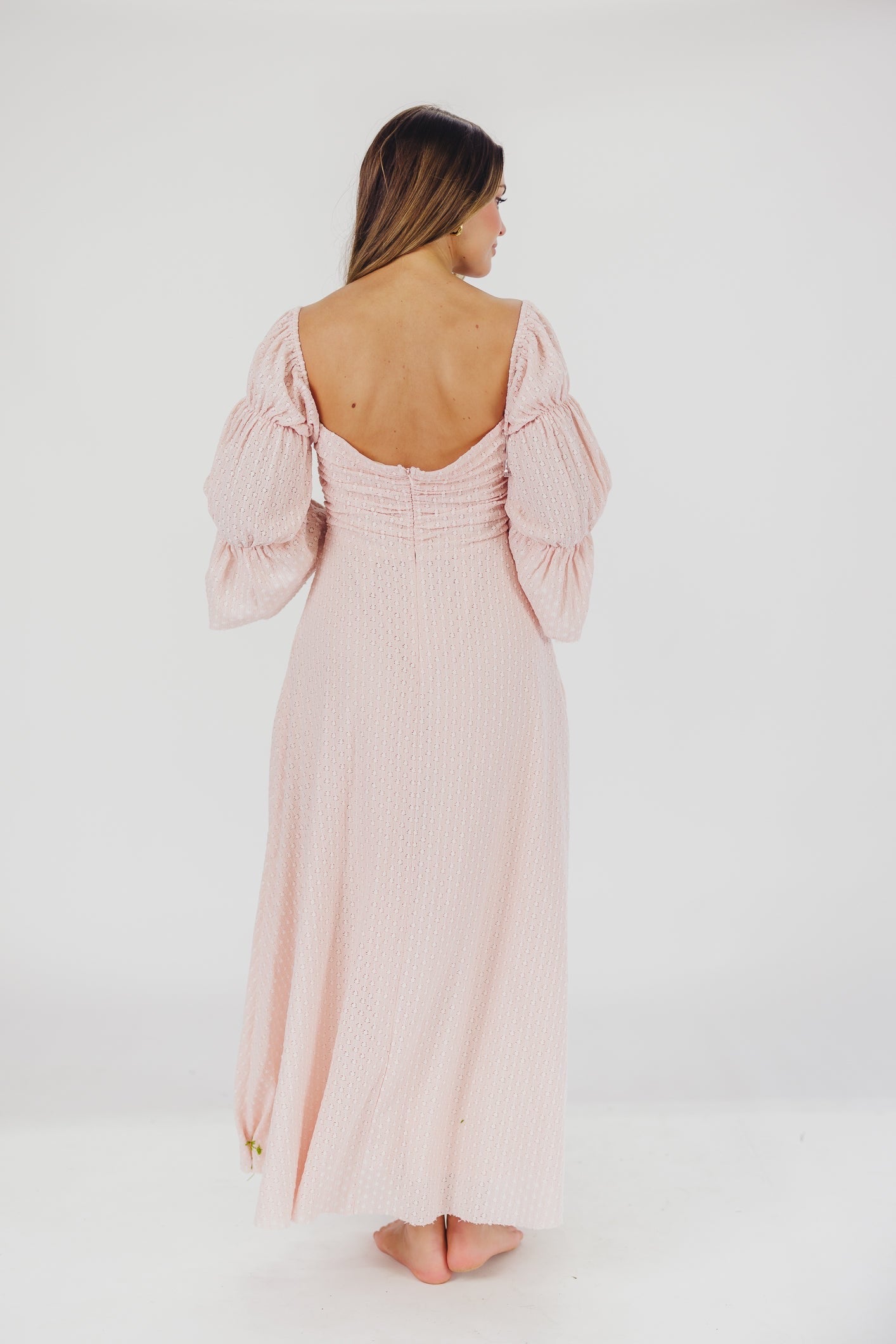 Corrine Tiered Sleeve Maxi Dress with Pockets - Ballerina Pink | Bump Friendly Maternity Dress | Perfect for Weddings, Baby Showers & Summer Vacations