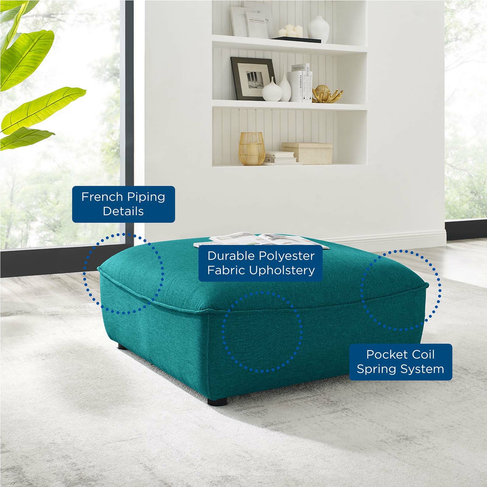 Comfortable Sectional Sofa Ottoman with Storage - Modern Living Room Furniture for Small Spaces | Perfect for Apartments, Lounges, and Family Gatherings