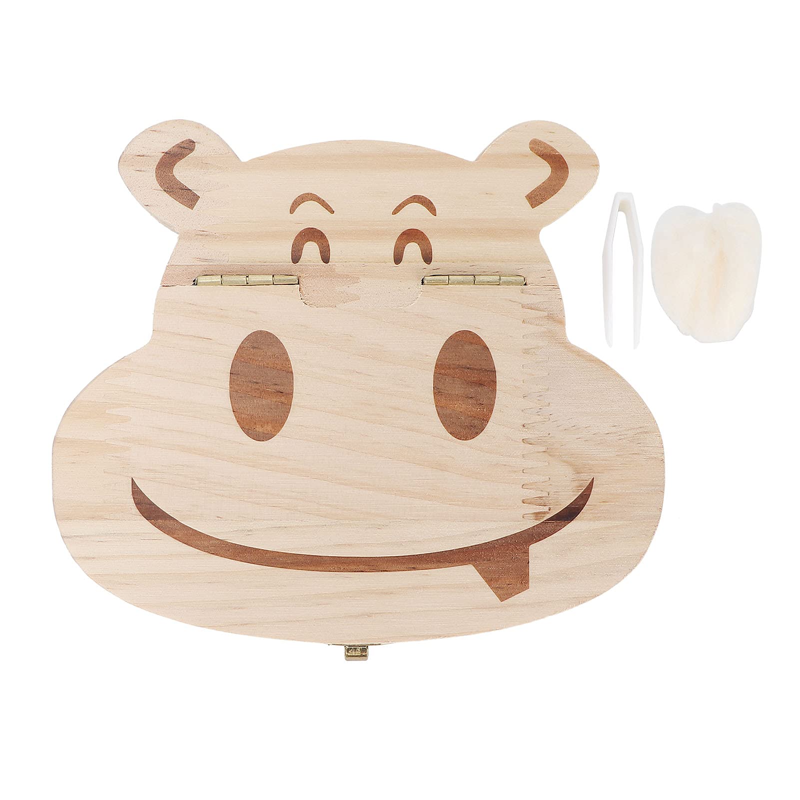 Hippo-Shaped Baby Tooth Box - Wooden Kids Tooth Organizer with Individual Holes for Primary Teeth Storage | Cute Children's Tooth Saver Container | Perfect for Keeping Baby Teeth as Memories or First Tooth Gifts