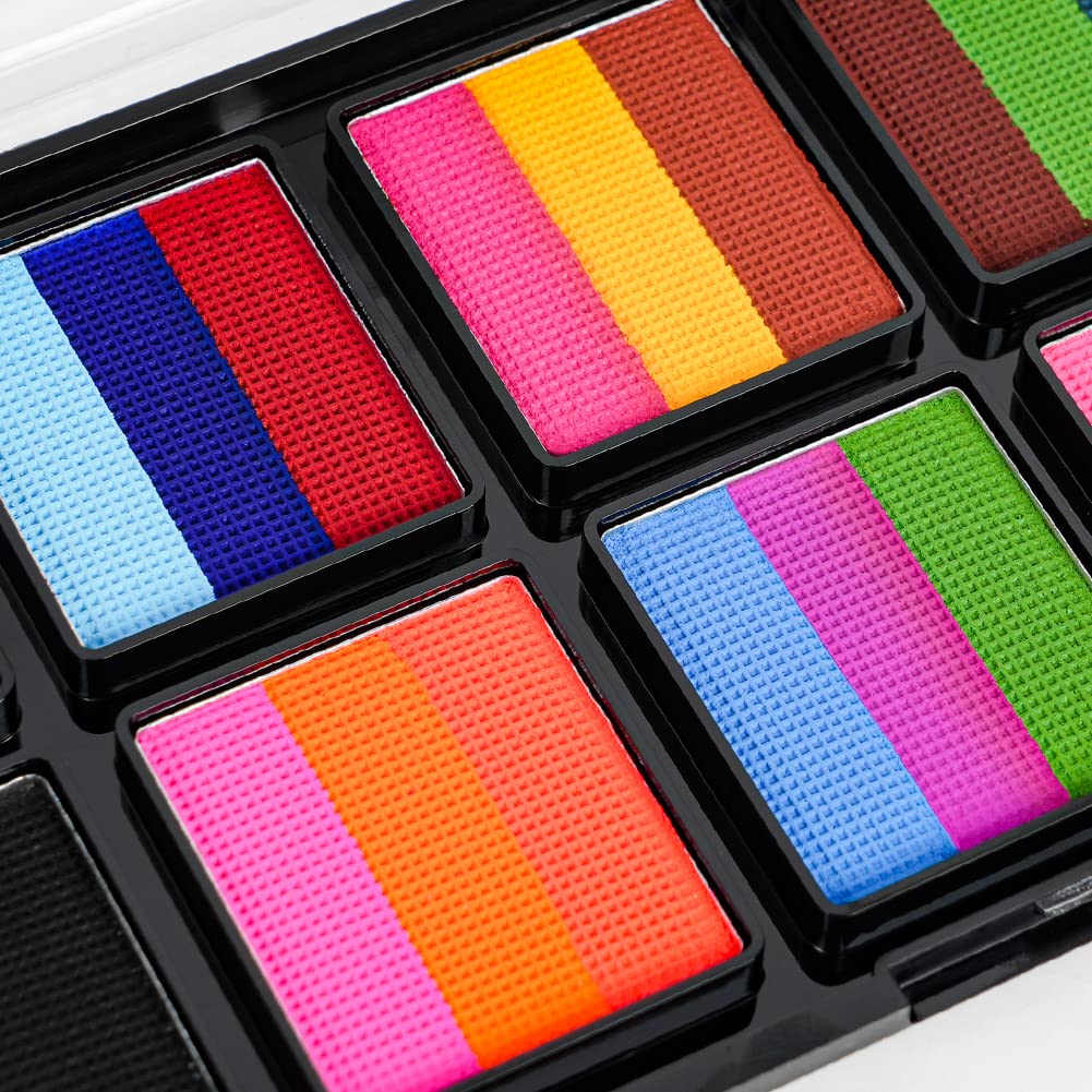 LOPHE Kids Face Paint Kit - 26 Hypoallergenic Colors with 2 Brushes, Safe Non-Toxic Body Paint for Children's Makeup | Perfect for Halloween, Carnival, Birthday Parties & Costume Events