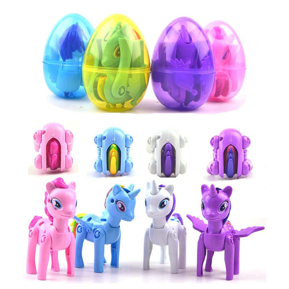 4 Pack Jumbo Unicorn Surprise Easter Eggs with Toys Inside - Fun Easter Basket Stuffers for Kids, Boys & Girls - Perfect for Easter Gifts, Party Favors & Egg Hunts (Great for Birthday Parties & Classroom Rewards)