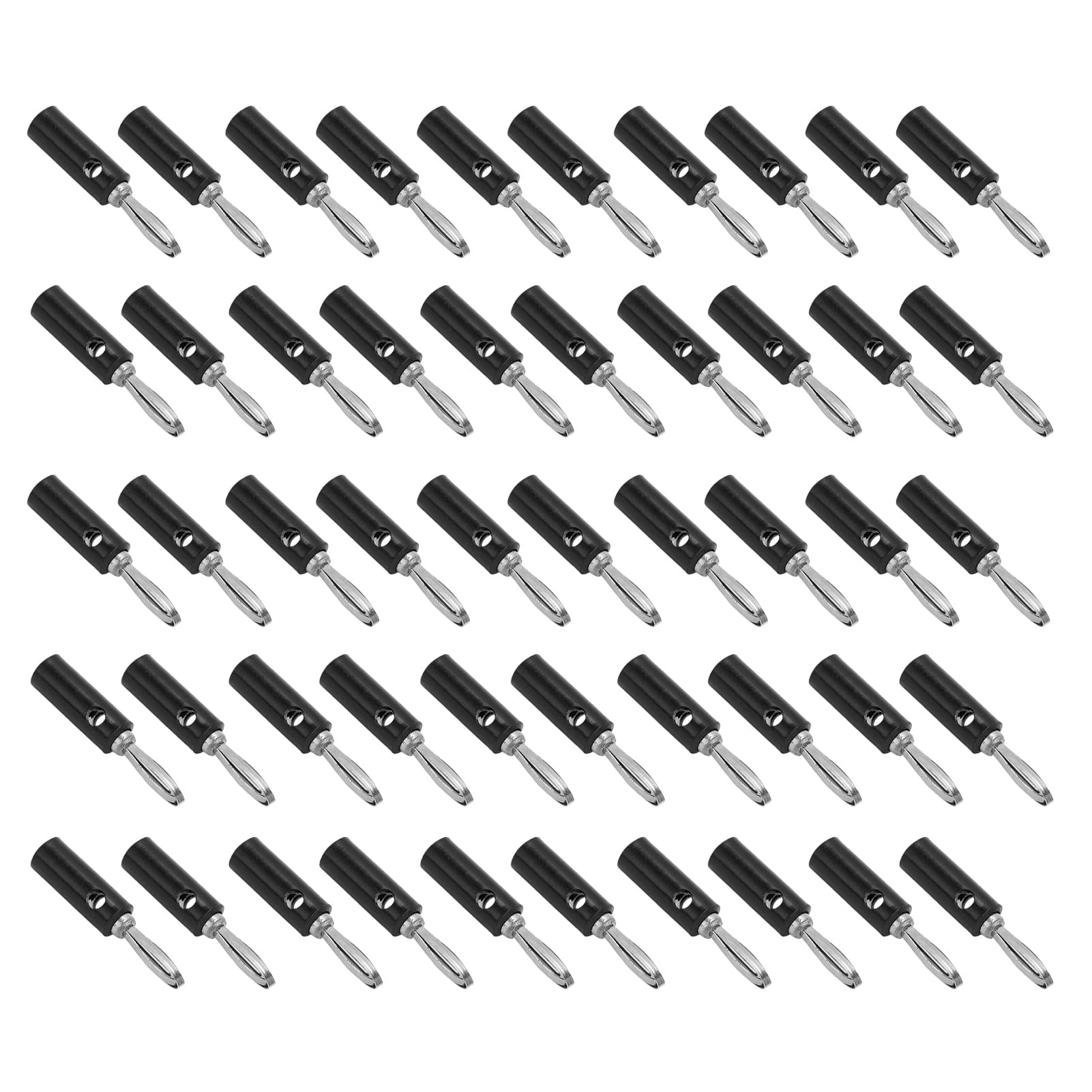 4mm Banana Plug Connectors - Corrosion Resistant Solderless Banana Plugs for Industrial & Electronic Equipment (Black) - Perfect for Test Leads, Speaker Wires & Power Connections