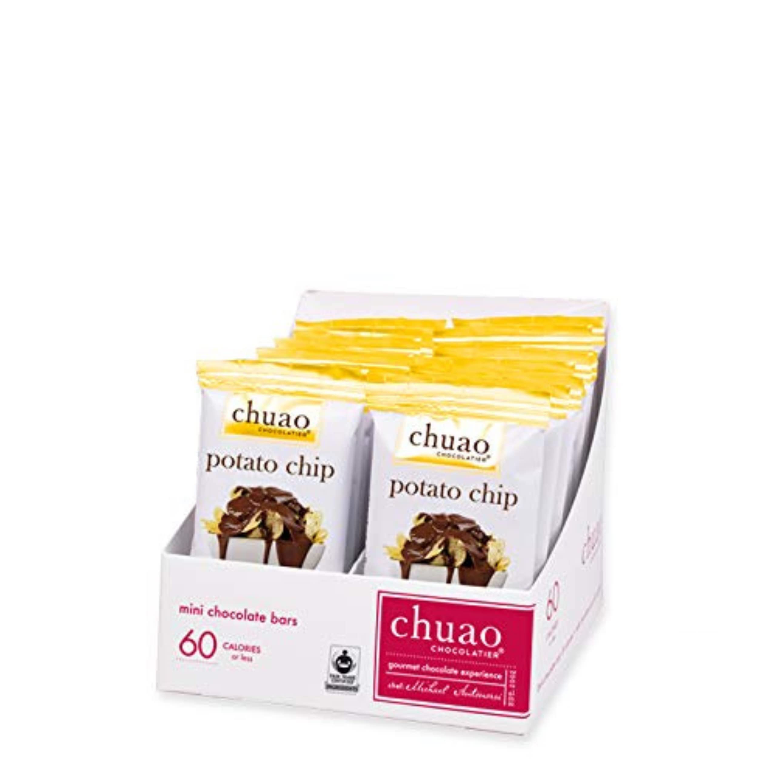 Chuao Chocolatier Potato Chip Milk Chocolate Mini Bars - Gourmet No Preservatives Chocolate Snacks - 100 Pack for Gift Baskets, Christmas, Valentines Day, Birthday Gifts for Women & Men - Perfect for Parties, Office Treats & Sweet Cravings