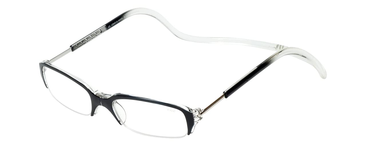 Clic Semi-Rimless Reading Glasses Black +1.25 for Work & Reading