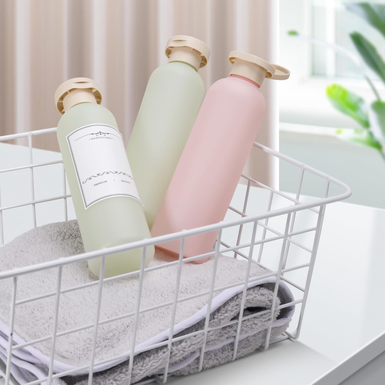 6.7 oz Leak-Proof Plastic Travel Bottles for Shampoo, Conditioner & Toiletries - 4 Pack with Secure Caps for Lotion, Cream & Liquids - Perfect for Air Travel, Gym & Vacation Essentials