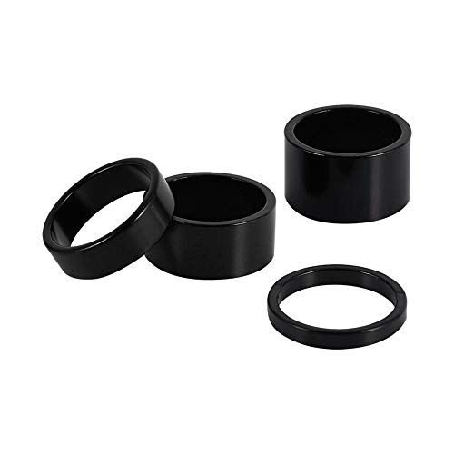 Dilwe 4Pcs Bike Stem Spacer Set - 5mm/10mm/15mm/20mm Aluminum Alloy Headset Spacers for MTB Road Bikes (4 Colors) - Perfect for Bike Maintenance, Repair and Customization