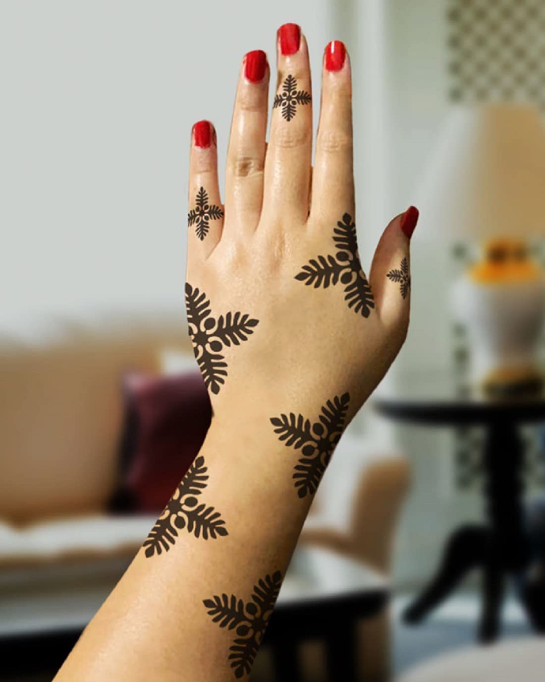 KICKWIX Premium DIY Henna Tattoo Stencil Kit for Women & Girls - 2 Piece Set with Body, Hand & Snowflake Designs | Perfect for Parties, Festivals & Temporary Body Art