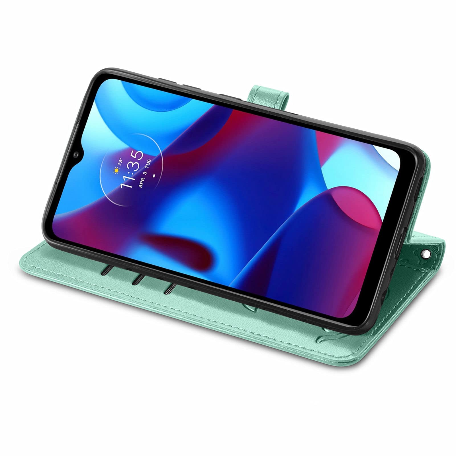 Cute Cartoon Wallet Case for Motorola Moto G Power 2022 (MG Green) - PU Leather Flip Cover with ID Card Holder, Cat & Dog Design | Perfect for Daily Use, Travel, and Work