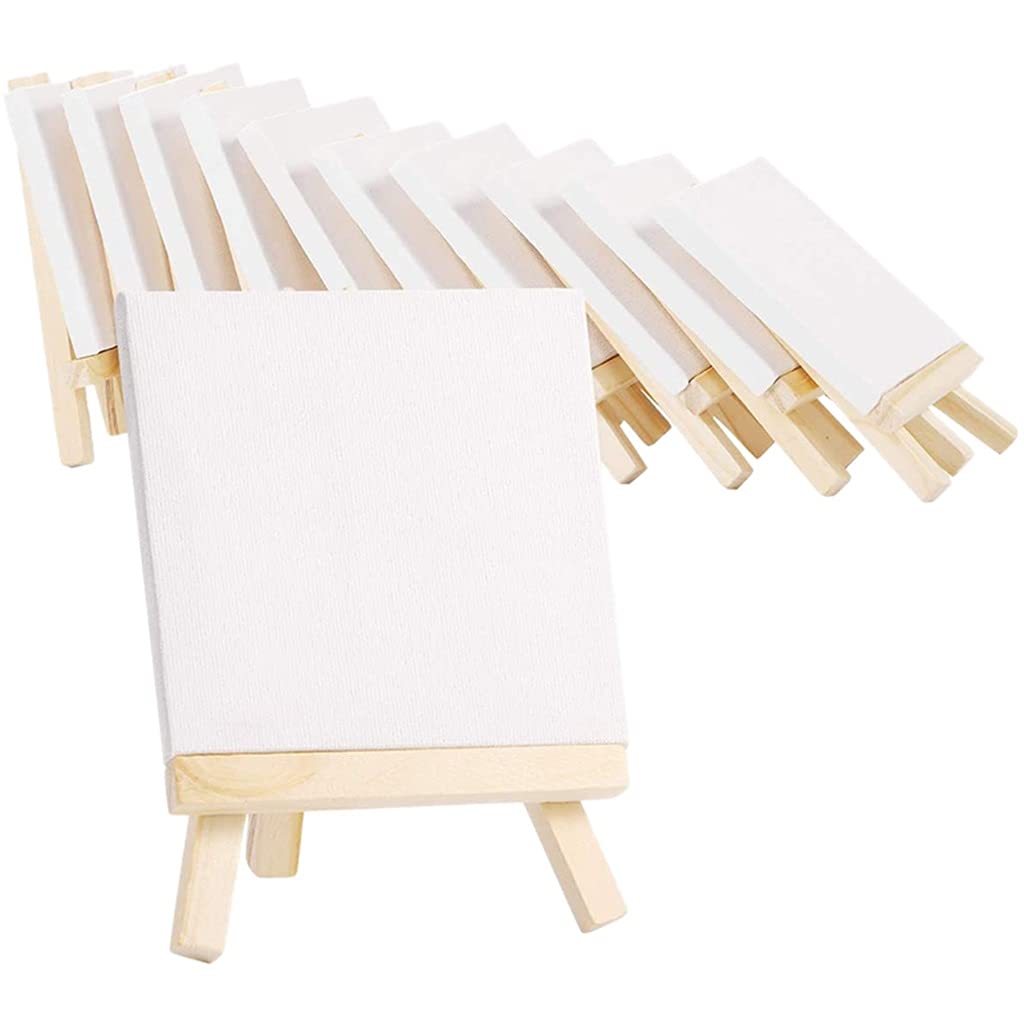 10 Pack Canvas and Easel Set for Painting, Drawing & Craft - Art Supplies Kit with Stand for Artists, Beginners & DIY Home Decoration | Perfect for Studio, Classroom & Gift Giving