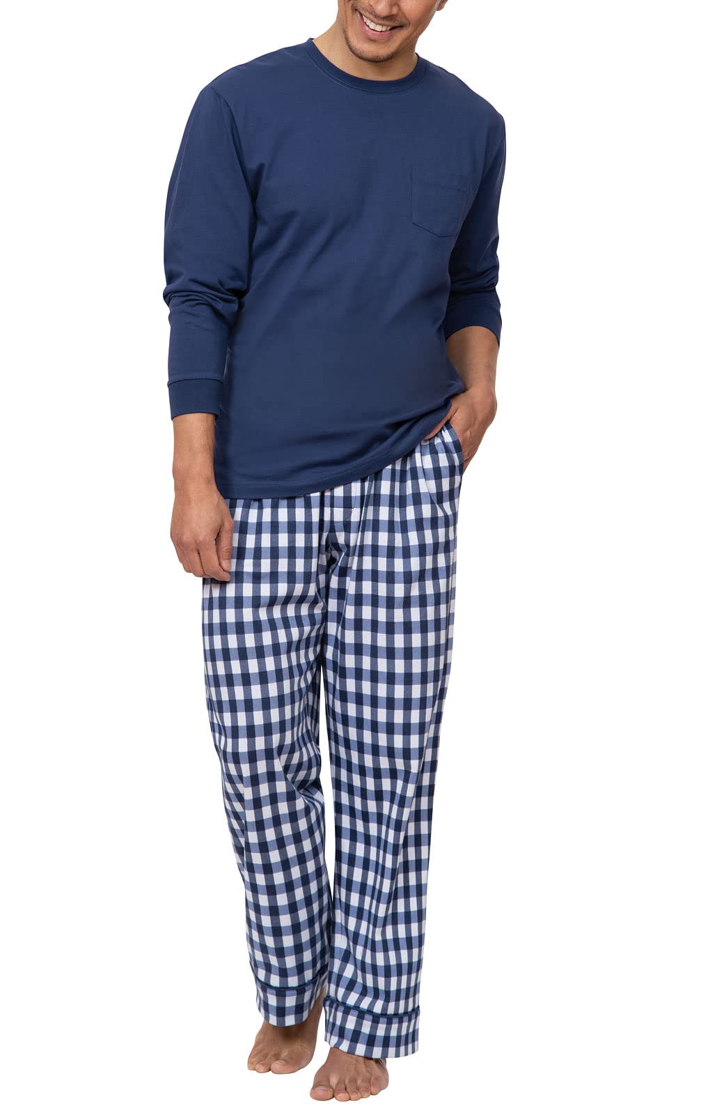 PajamaGram Men's Plaid Pajama Set - 100% Cotton Soft Sleepwear for Men | Cozy Lounge & Sleep Comfort