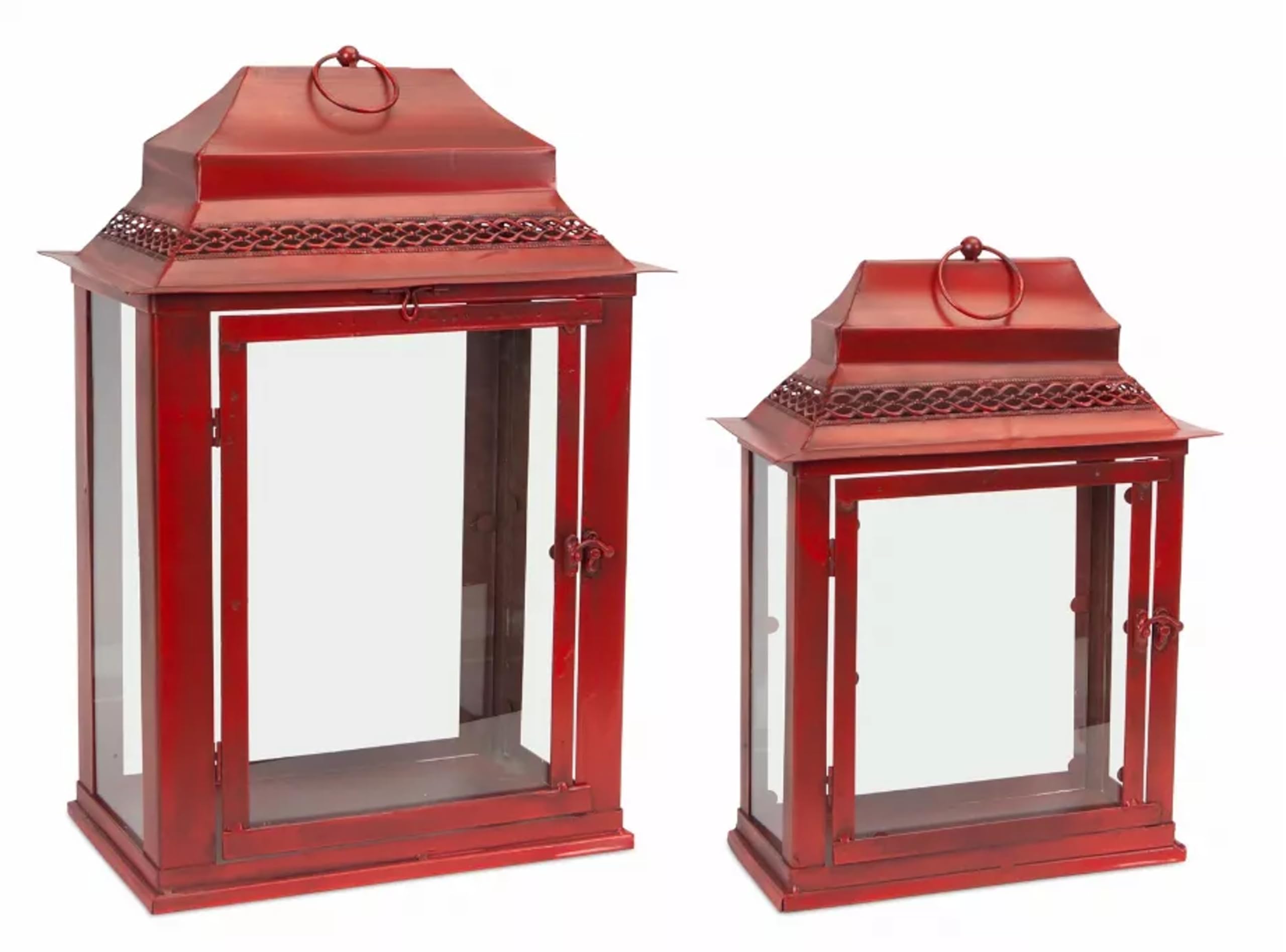 Vintage Style Antique Red Hanging Lantern - 8.75