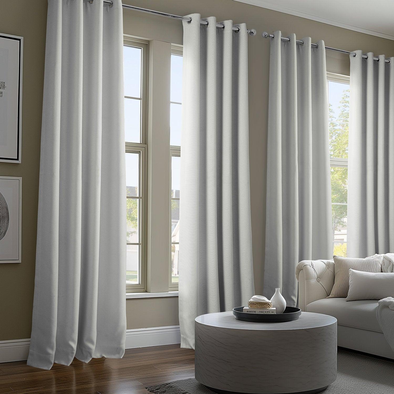 Oyster Grommet Textured Faux Linen Blackout Curtains - Light Blocking Window Drapes for Bedroom, Living Room & Home Theater