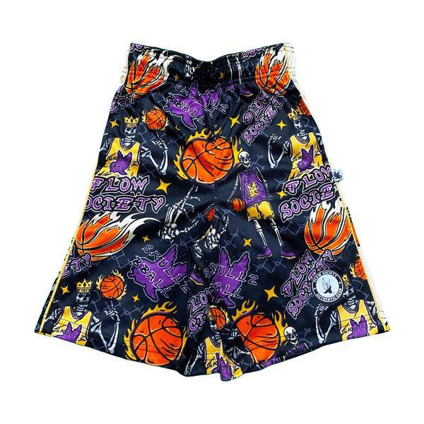 Boys Skeleton Hoop Shorts - Trendy Halloween Basketball Shorts for Kids - Perfect for Costume Parties, Sports & Casual Wear