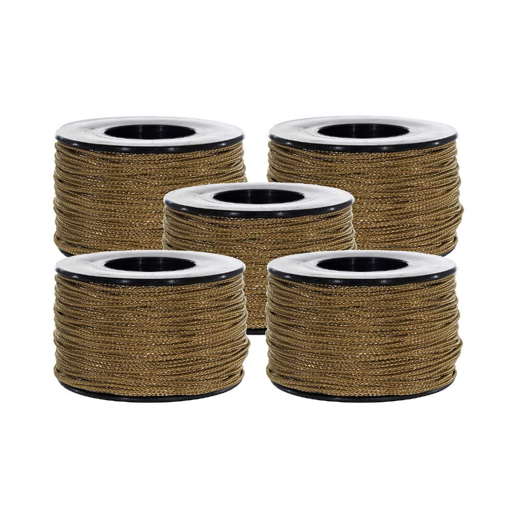 5 Pack of 125ft 1.18mm 100LB Paracord - High Strength Micro Cord for Outdoor Survival, Camping & DIY Projects (Tan)