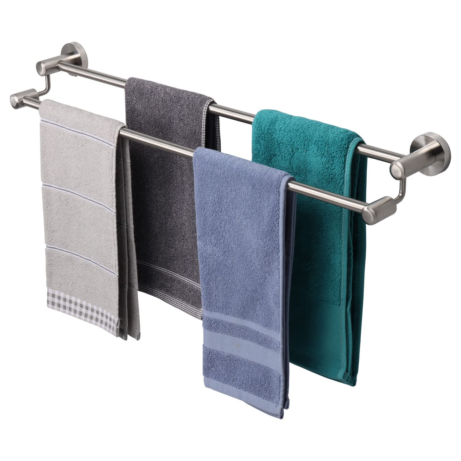 Premium TocTen Double Bath Towel Bar - Heavy Duty 30IN SUS304 Stainless Steel Towel Rack for Bathroom - Brushed Wall Mounted Towel Holder for Spa, Hotel & Home Decor - Durable Bathroom Accessories with Rustproof Design
