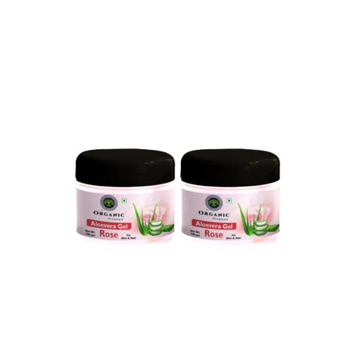 Organic Aloe Vera Gel for Acne & Scars - Natural Skin Care Treatment for Glowing, Radiant Face & Body (Rose Scented, 200g) - Perfect for Daily Moisturizing, Sunburn Relief & After-Sun Care