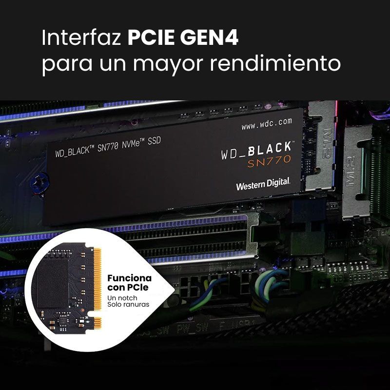 WD SN770 500GB NVMe SSD - Internal Solid State Drive, PCIe Gen4 x4, Up to 5150MB/s, Black - Perfect for Gaming, Video Editing & PC Performance Upgrade