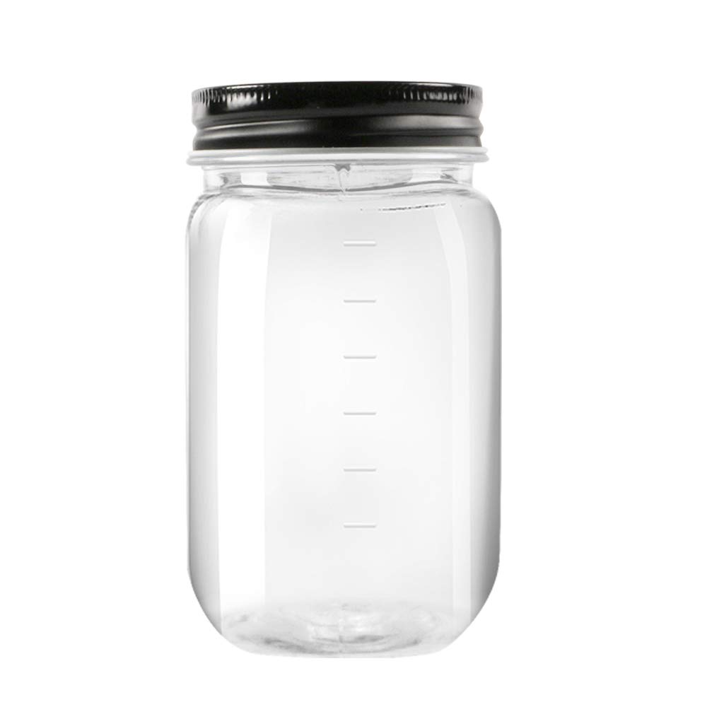 Novelinks 16oz Clear Plastic Jars with Black Lids - 10 Pack BPA-Free Refillable Round Storage Containers for Kitchen Pantry Organization, Spice Jars, Craft Supplies & Household Storage | Airtight Food Containers for Flour, Sugar, Coffee & Dry Goods
