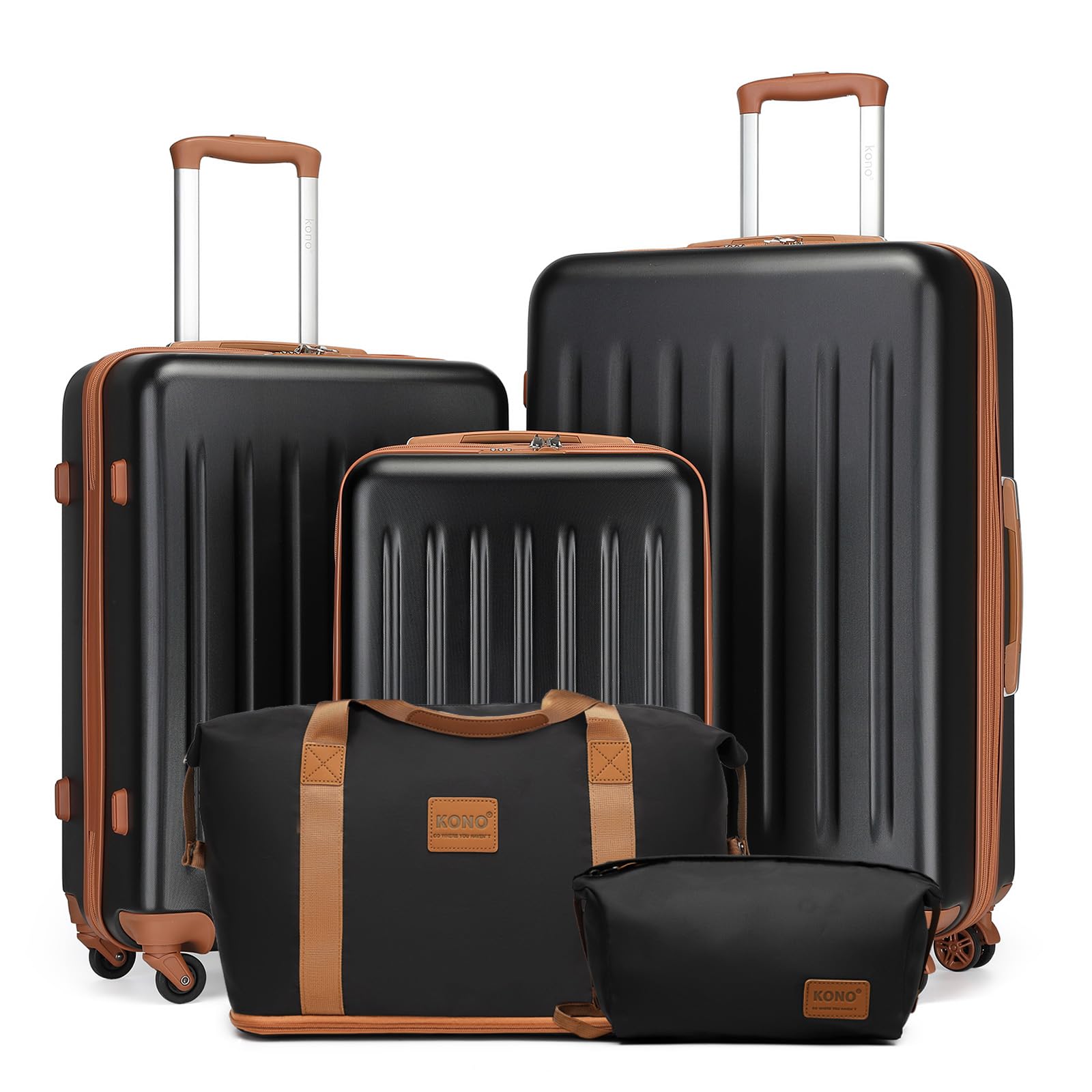 Kono 5-Piece Expandable ABS Hard Shell Luggage Set with Travel Duffel Bag - 28