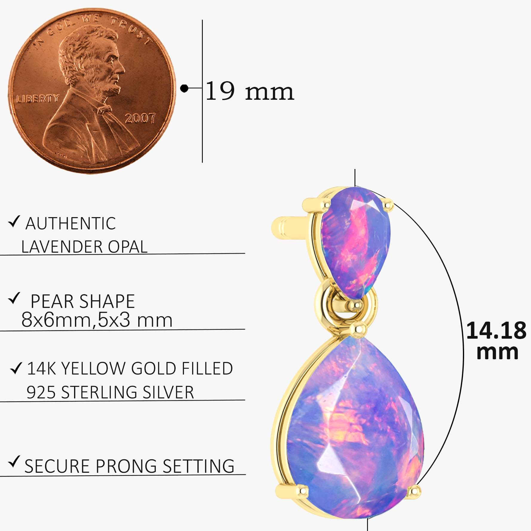 Lavender Dual Opal Pear Drop Stud Earrings – Elegant Dangle Earrings for Women, Perfect for Weddings, Parties & Everyday Wear