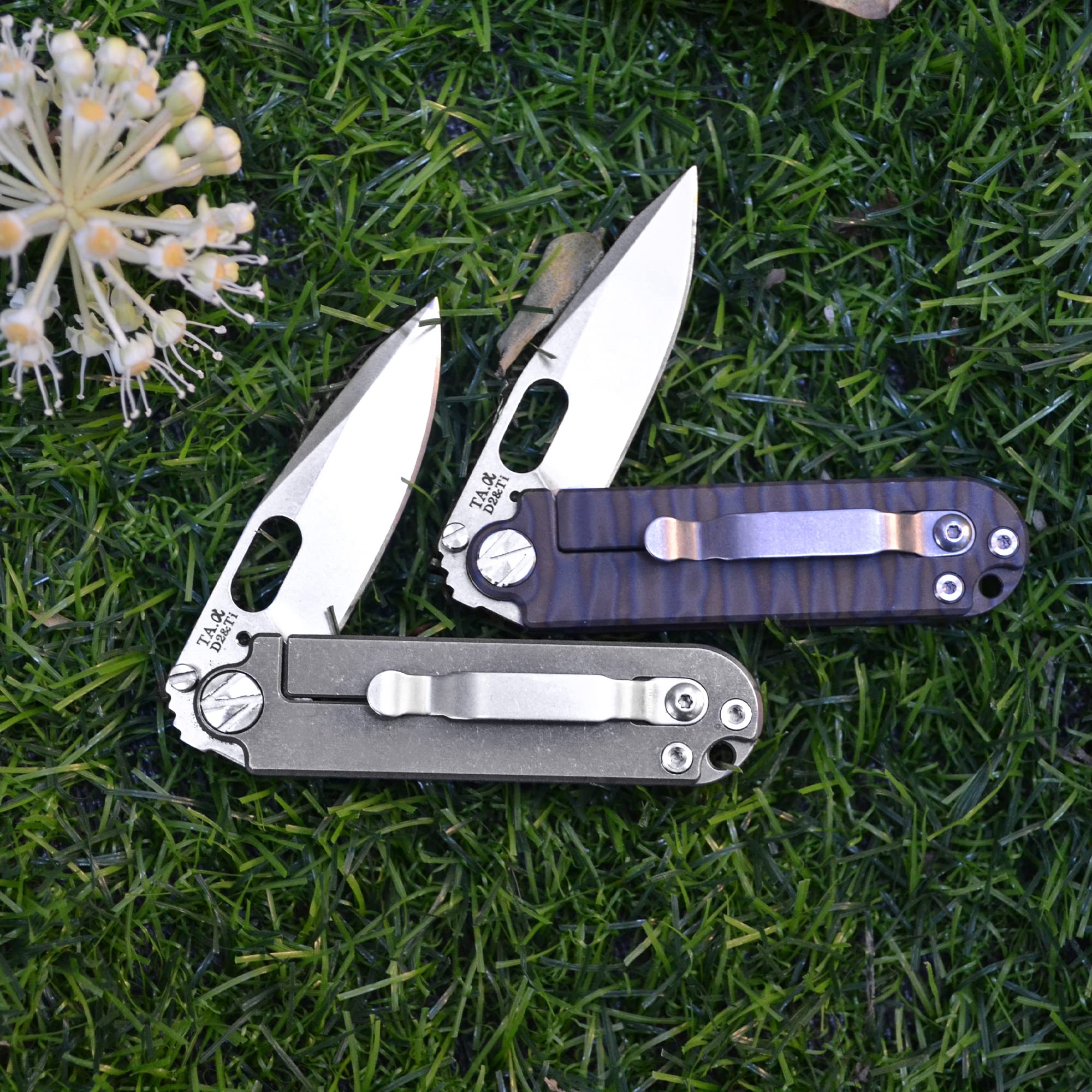 Premium Titanium Folding Pocket Knife - Lightweight, Durable EDC Knife for Camping, Hiking & Outdoor Adventures (Blue)