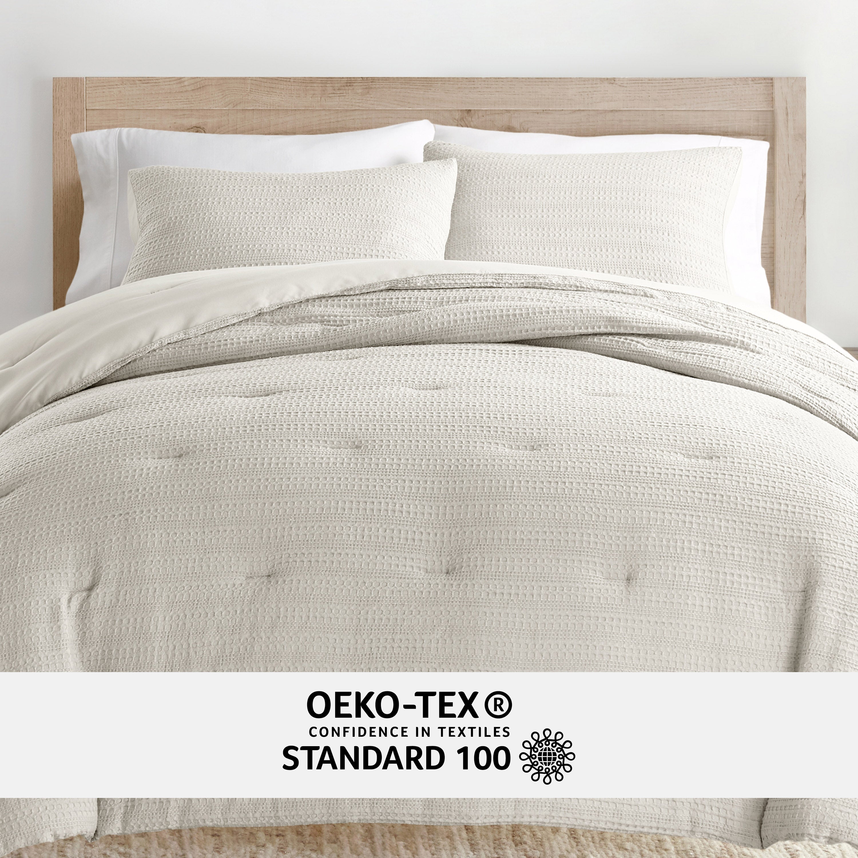 Soft Waffle Textured Comforter Set - Queen Size Bedding with Pillow Shams - Perfect for Cozy Bedrooms & Guest Rooms