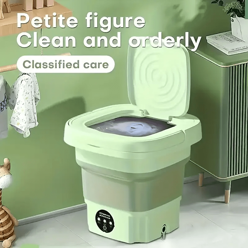 Mpow Portable Folding Washing Machine - Compact & Lightweight for Travel, Camping, Dorms (Purple/Green) | Perfect for Small Spaces, Apartments & RV Living