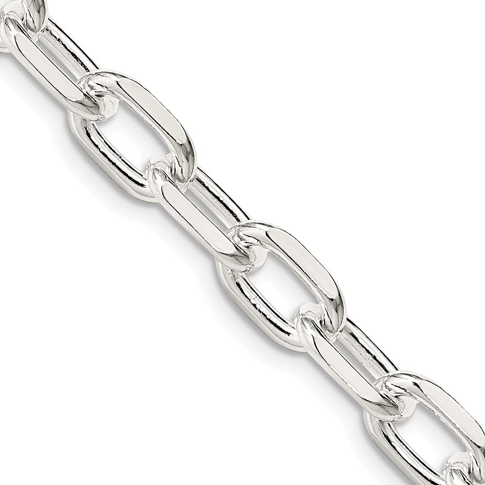 Diamond2Deal Sterling Silver 7.5mm Diamond-Cut Long Link Cable Chain Necklace for Women - Elegant Layering Jewelry for Everyday Wear & Special Occasions