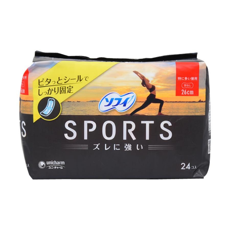 SOFY Sports 26cm Ultra Thin Sanitary Pads Without Wings - 24 Pack | Soft & Absorbent for Active Women | Gym, Running & Daily Use