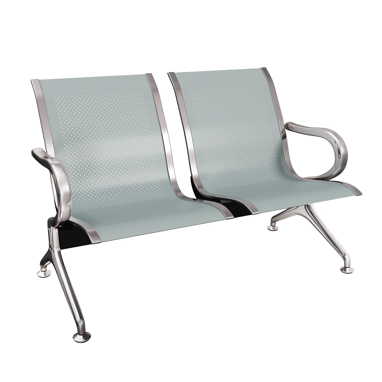 Kinsuite 5-Seat Metal Reception Bench with Arms - Silver Waiting Room Chairs for Airport, Office, Hospital, Bank & Lobby | Durable Commercial Seating for High-Traffic Areas