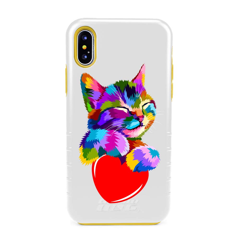 Guard Dog Love Kitty iPhone XR Case - White & Yellow Silicone for Pet Lovers